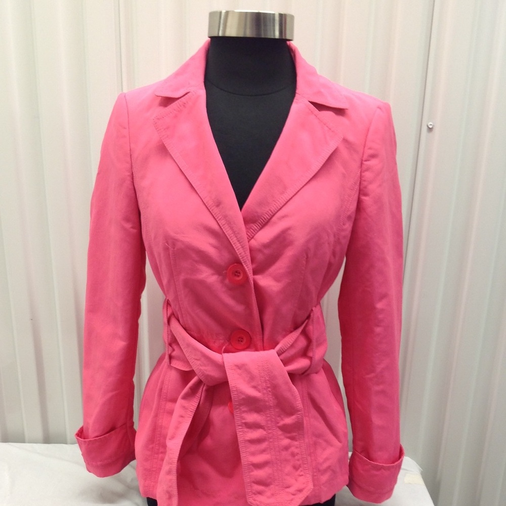 NWOT PINK ZARA SHORT TRENCH BELTED JACKET SIZE SM
